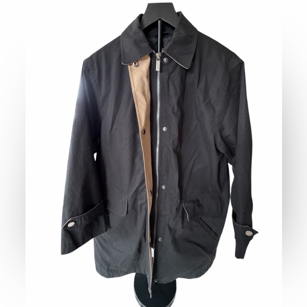 London Fog Women's Vintage Trench Coat Black/Beige 90’s Classic Outdoor Size S - Picture 6 of 11